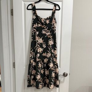 Maurices Black and Cream Floral Midi Dress